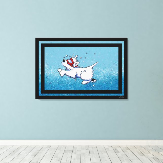 KiniArt Westie Diver Canvastryck (Insitu (trägolv))