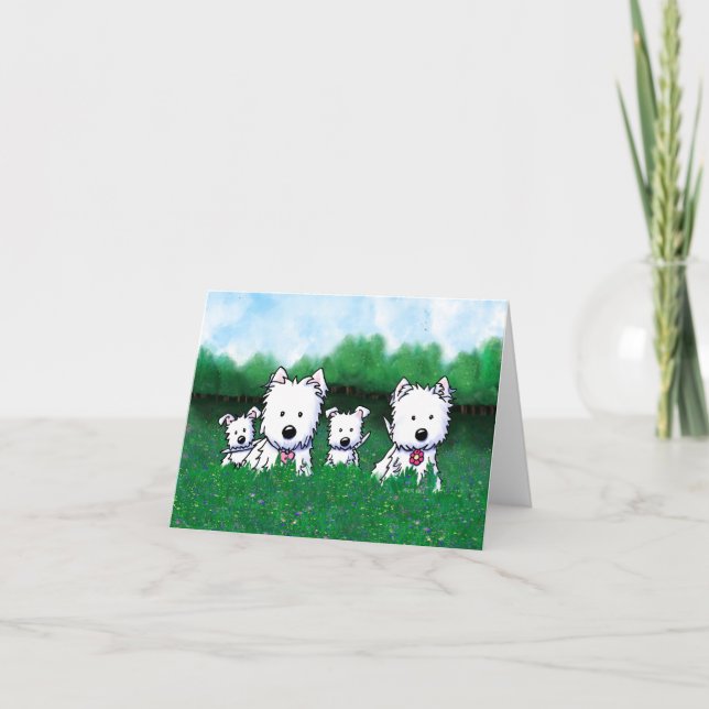 KiniArt Westie Family Note Card Tack Kort (Framsida)