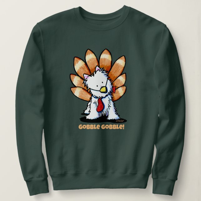 KiniArt Westie firande Thanksgiving T Shirt (Design framsida)