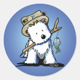 KiniArt Westie Fisherman Stickers Runt Klistermärke