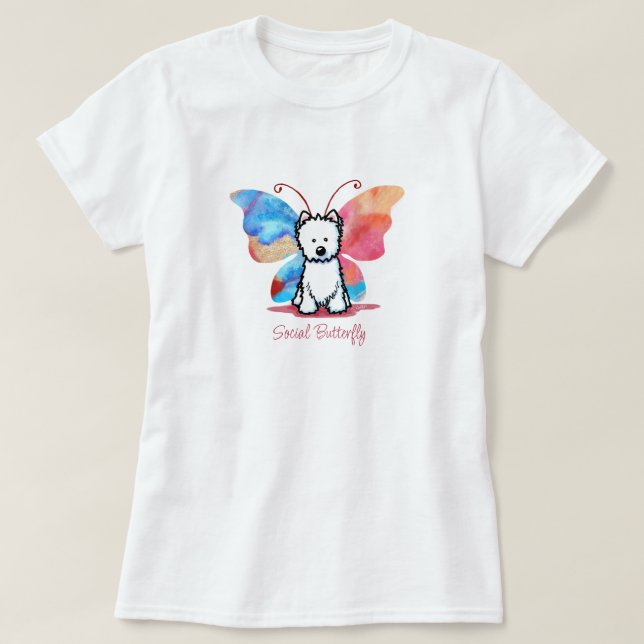 KiniArt Westie Fjäril T Shirt (Design framsida)