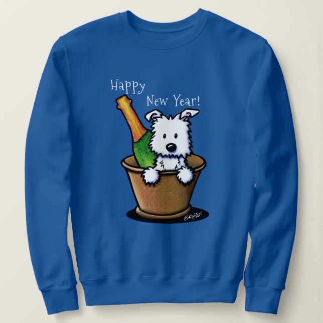 KiniArt Westie Gott nytt år T Shirt (Design framsida)