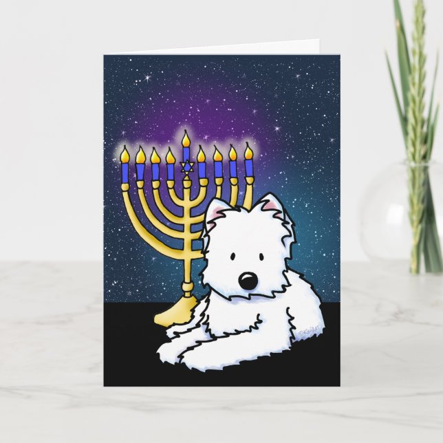 KiniArt Westie Hanukkah Menorah-kort Kort (Framsida)
