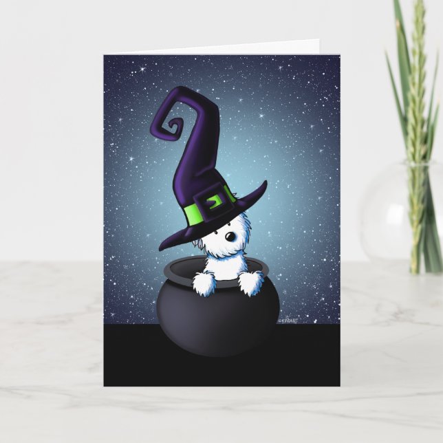 KiniArt Westie Häxa Halloween Kort (Framsida)