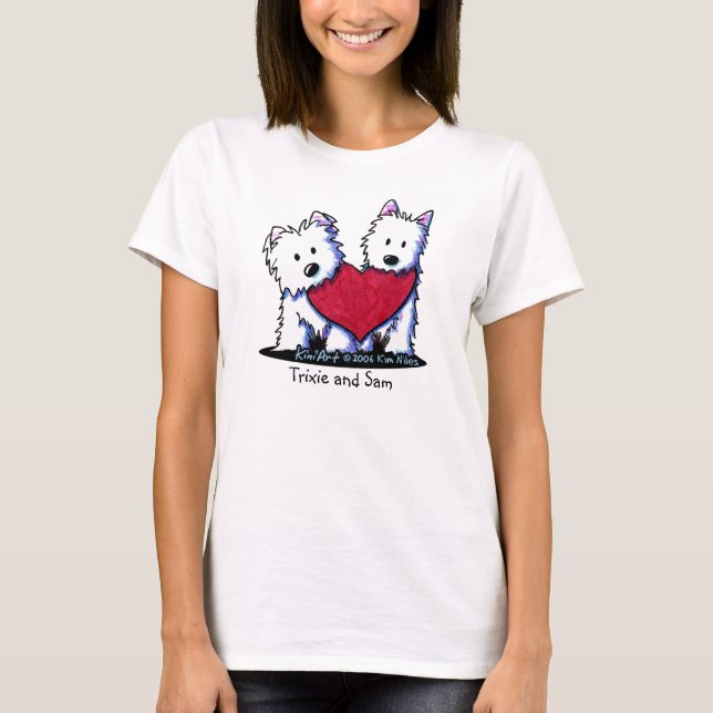 KiniArt Westie Heartfilt Duo Shirt Tee (Framsida)