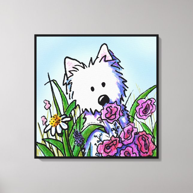 KiniArt Westie Hund Garden Helper Canvastryck (Framsida)