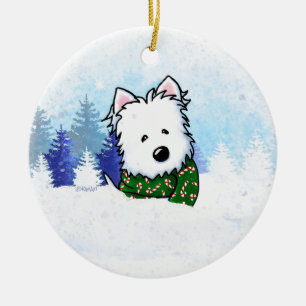 KiniArt Westie-Hund jul Julgransprydnad Keramik