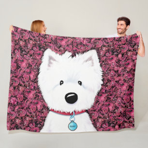 KiniArt Westie Impressions Blommigt Fleece Blanket