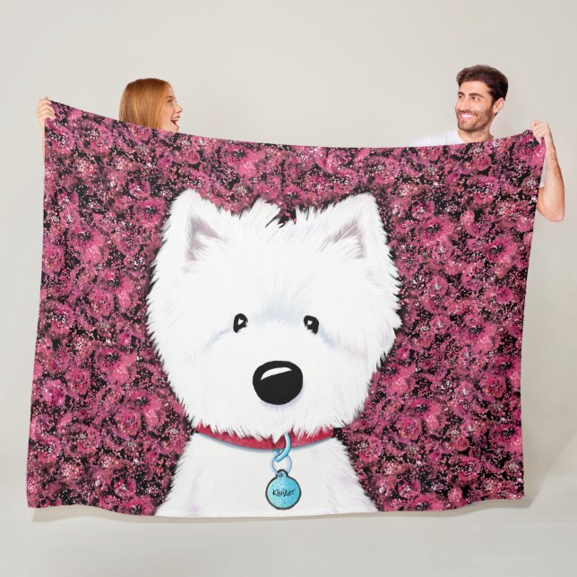 KiniArt Westie Impressions Blommigt Fleece Blanket (På plats)