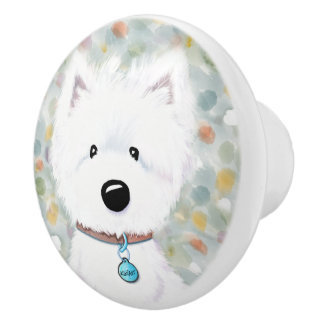 KiniArt Westie Impressions Ceramic Knob Knopp