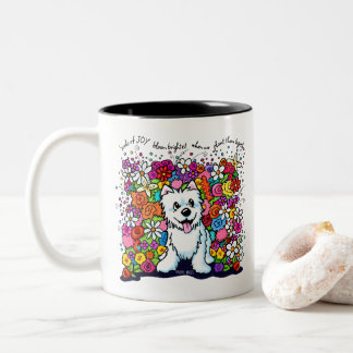 KiniArt Westie Joyful Garden Två-Tonad Mugg