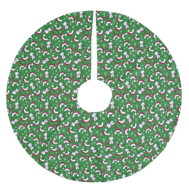 KiniArt Westie juldukmatta Julgransmatta Borstad Polyester (Framsidan)
