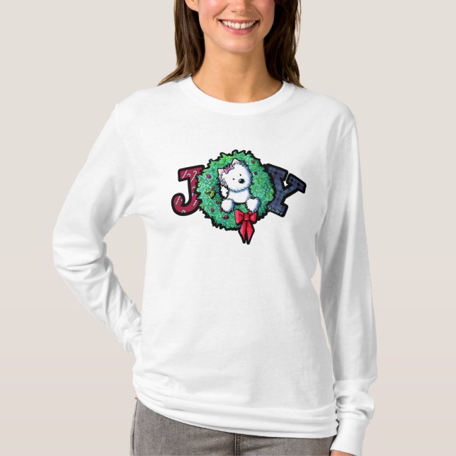 KiniArt Westie Julglädje T Shirt (Framsida)
