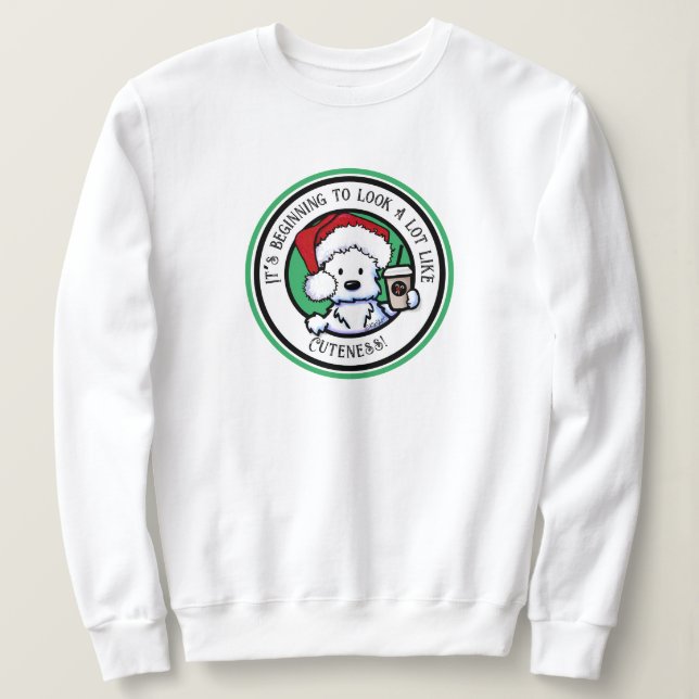 KiniArt Westie Julkaffe Svettskjorta T Shirt (Design framsida)