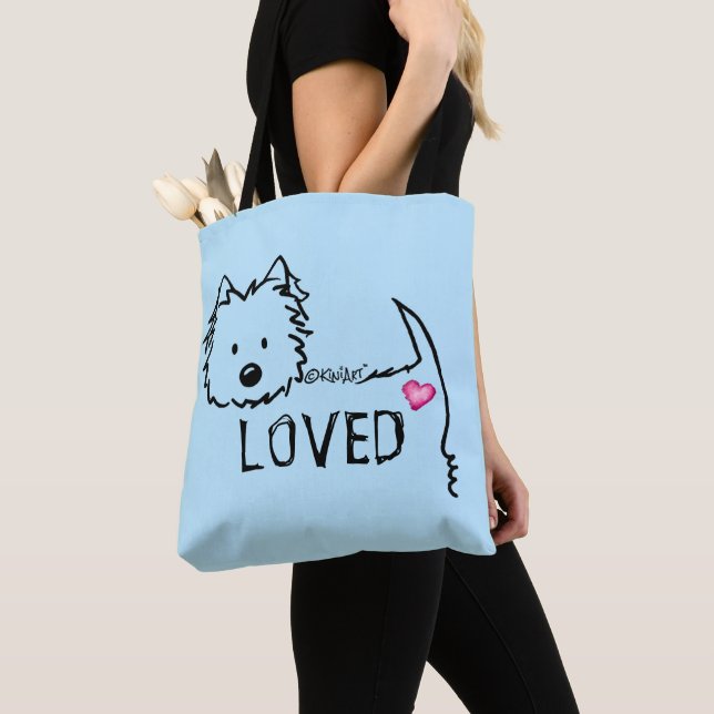 KiniArt Westie LOVED Tygkasse (Närbild)
