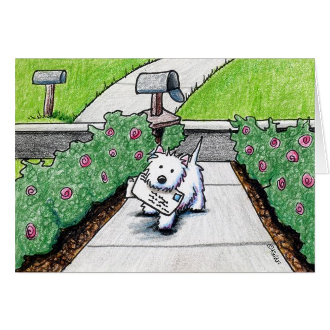 KiniArt Westie Mail Carrier OBS Kort (Framsidan Horizontal)