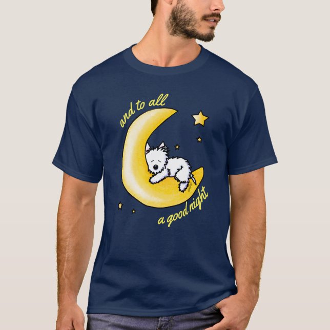 KiniArt Westie Måne Älskare T-Shirt (Framsida)
