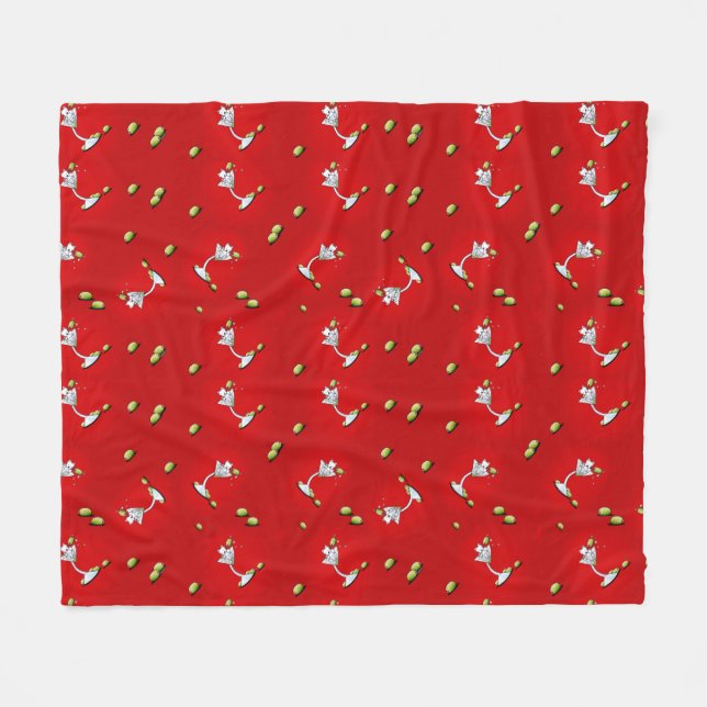 KiniArt Westie Martini Fleece Blanket (Framsidan (Horisontell))