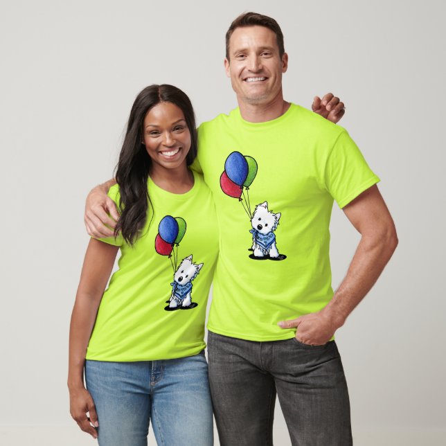KiniArt Westie med ballonger T-Shirt (Unisex)
