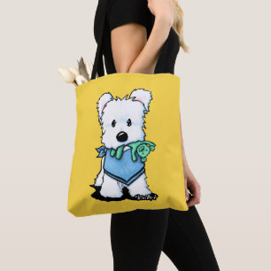 KiniArt Westie med Nalle Tote Tygkasse