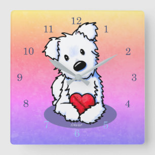 KiniArt Westie Mended Heart Fyrkantig Klocka