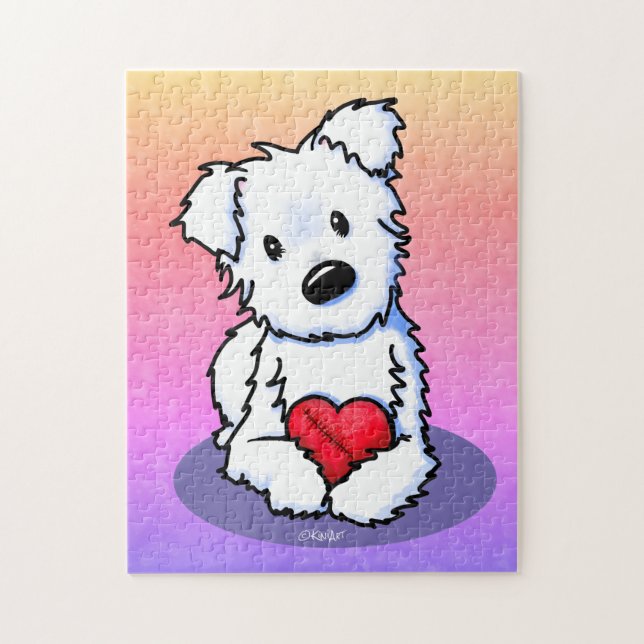 KiniArt Westie Mended Heart Pussel (Vertikal)