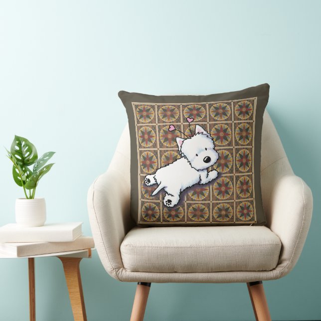 KiniArt Westie on Quilt Kudde (Stol)