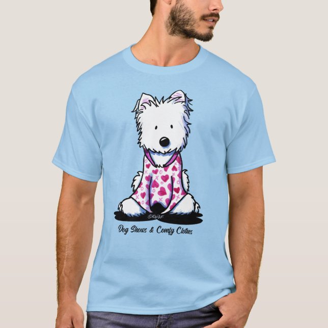 KiniArt Westie PJs Valentine T-Shirt (Framsida)