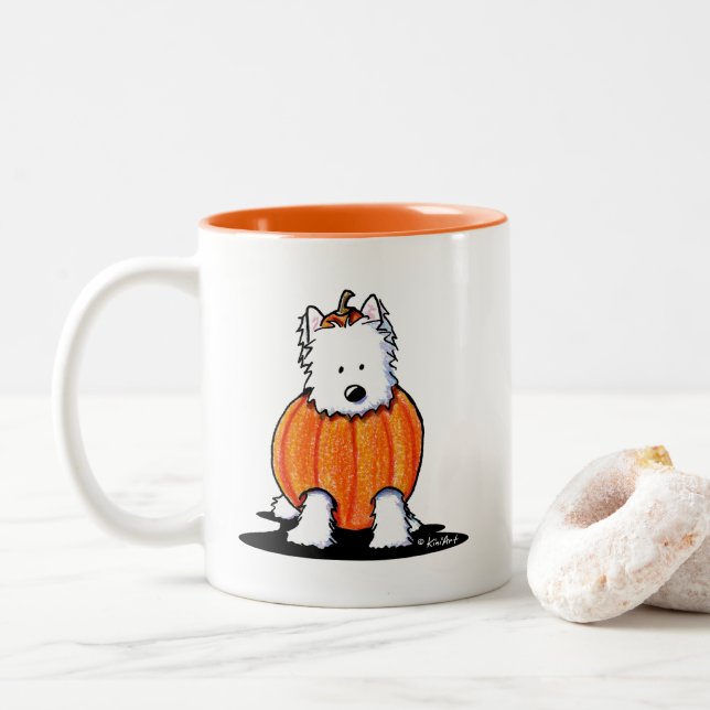 KiniArt Westie Punkin' Två-Tonad Mugg (Med munk)