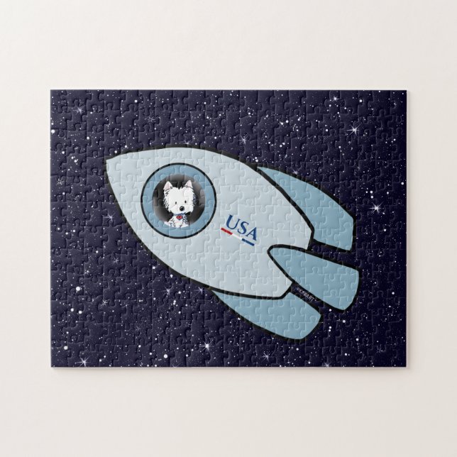 KiniArt Westie Rocket Hund Jigszle Puzzle Pussel (Horisontell)