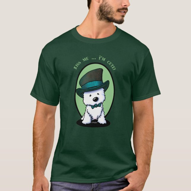 KiniArt Westie Saint patrick T Shirt (Framsida)