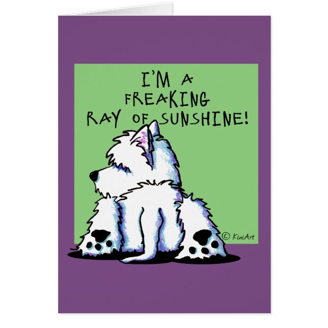 KiniArt Westie Sunshine Card OBS Kort (Framsidan)