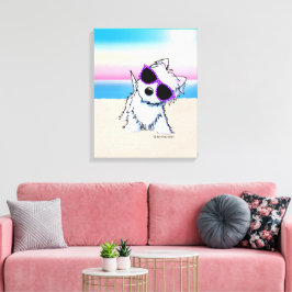 KiniArt Westie Terrier Beach Hund Canvastryck