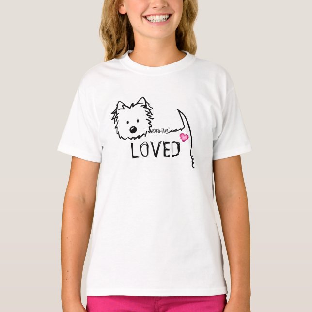 KiniArt Westie Terrier KÄRLEK T-Shirt (Framsida)