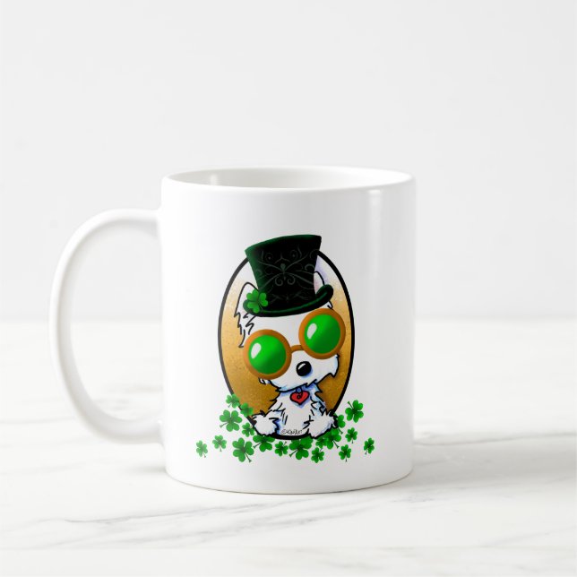 KiniArt Westie Terrier St. Paddy's Kaffemugg (Vänster)