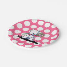 KiniArt Westie Terrier Valentine Party Tallrikar