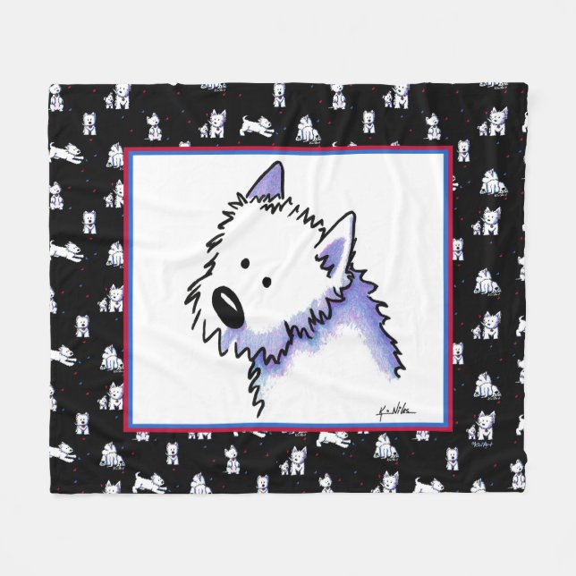 KiniArt Westie Terriers Fleece Blanket (Framsidan (Horisontell))