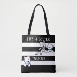 KiniArt Westie Terriers Tote Bag Tygkasse