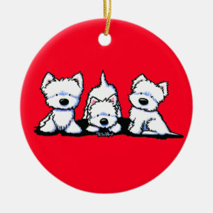 KiniArt Westie Trio Julgransprydnad Keramik