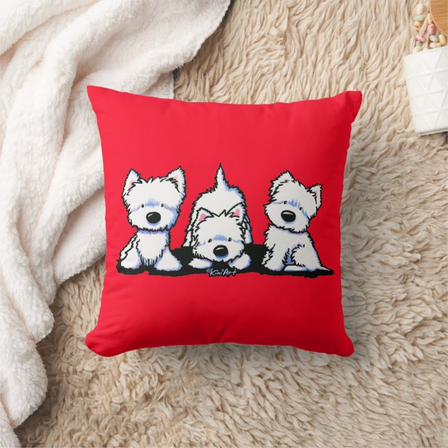 KiniArt Westie Trio Kudde (Filt)