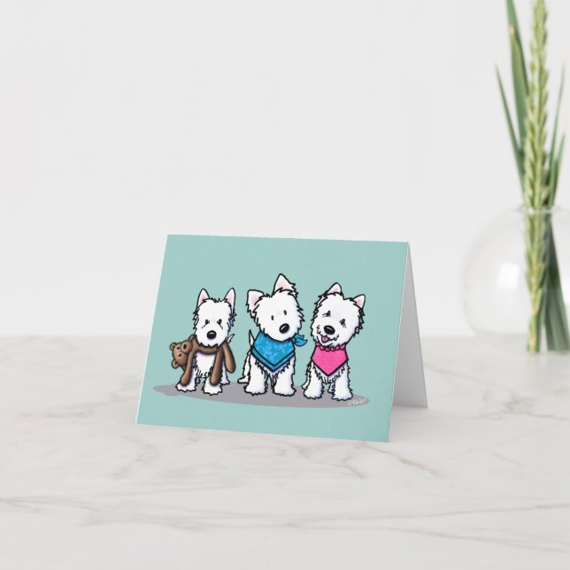 KiniArt Westie Trio Note Card Kort (Framsida)