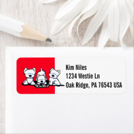 KiniArt Westie Trio Returadress Etikett