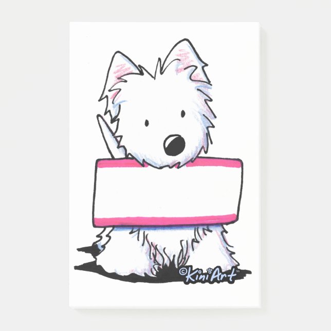 KiniArt Westie undertecknar Post-it Block (Framsida)