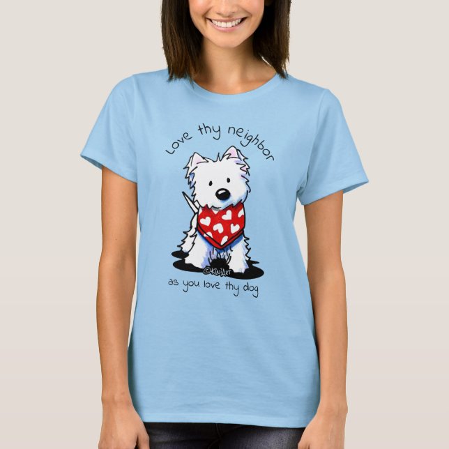 KiniArt Westie Valentine Light T-Shirt (Framsida)