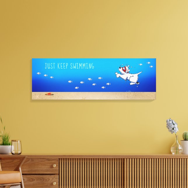 KiniArt Westie White Terrier Ocean Canvastryck (Insitu (Vardagsrum))