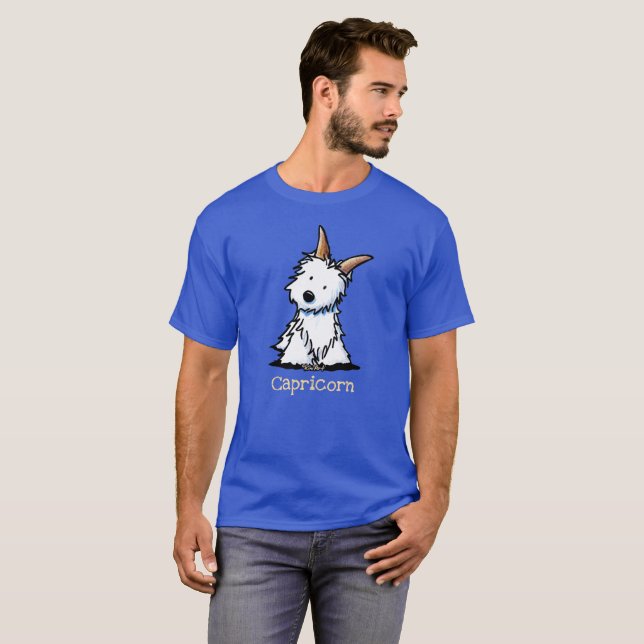 KiniArt Westie Zodiac Capricorn T-Shirt (Hel framsida)