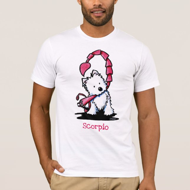 KiniArt Westie Zodiac Skorpion T-Shirt (Framsida)