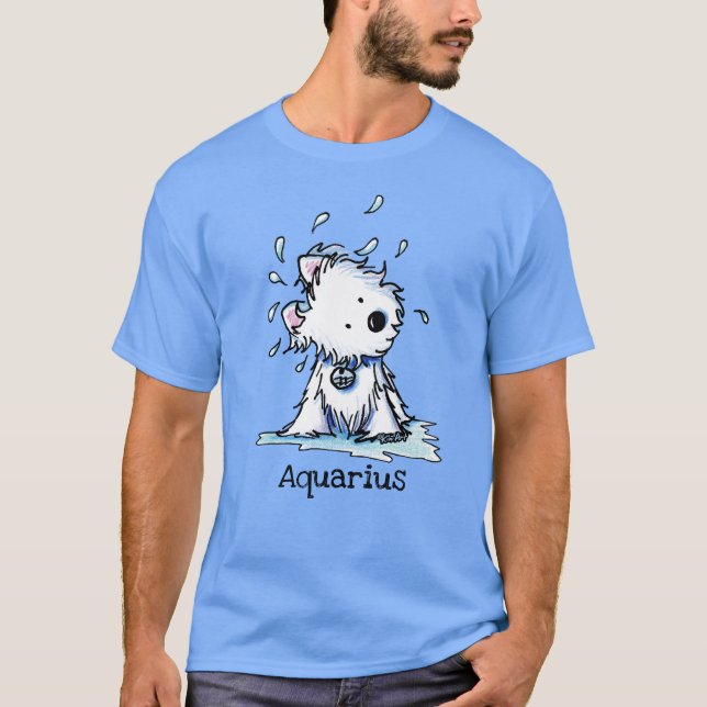 KiniArt Westie Zodiac Vattumannen T-Shirt (Framsida)