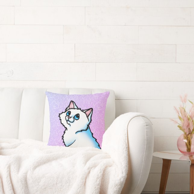 KiniArt White Cat Dekorativ kudde (Soffa)