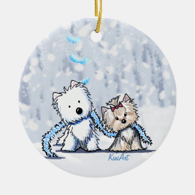 KiniArt Winter Terriers Ornament (Framsidan)